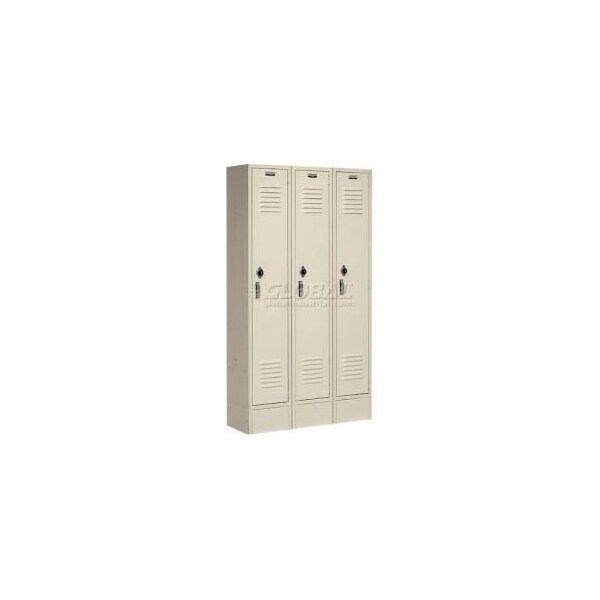 Global Equipment Paramount    Single Tier 3 Door Locker, 12"Wx18"Dx72"H, Tan, Assembled 652171TN